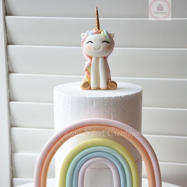 Unicorn and Rainbow Fondant Cake Toppers