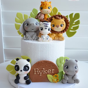 Handmade Safari Animal Fondant Cake Toppers: Lion, Elephant, Zebra
