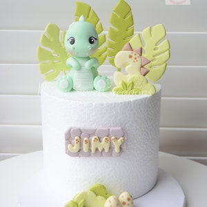 Baby Dinosaur Fondant Cake Topper - T-rex - Dino Birthday - Baby Shower