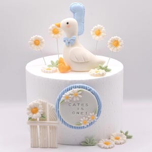 One Silly Goose Birthday Cake Toppers - Mother Goose Baby Shower Cake Toppers - Fondant - Birthday - Baby Shower