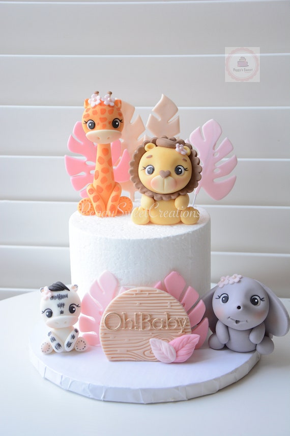 Pink safari baby shower cake 2025