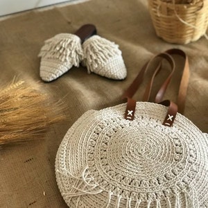 Crochet Tote Bag, Hand Knitting Slippers, Crochet Shoulder, Gift For Her, Cotton Knitted Shoulder, Elegant Bağ, Macrame Crochet Bag