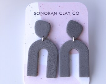 grey arch | polymer clay earrings | statement