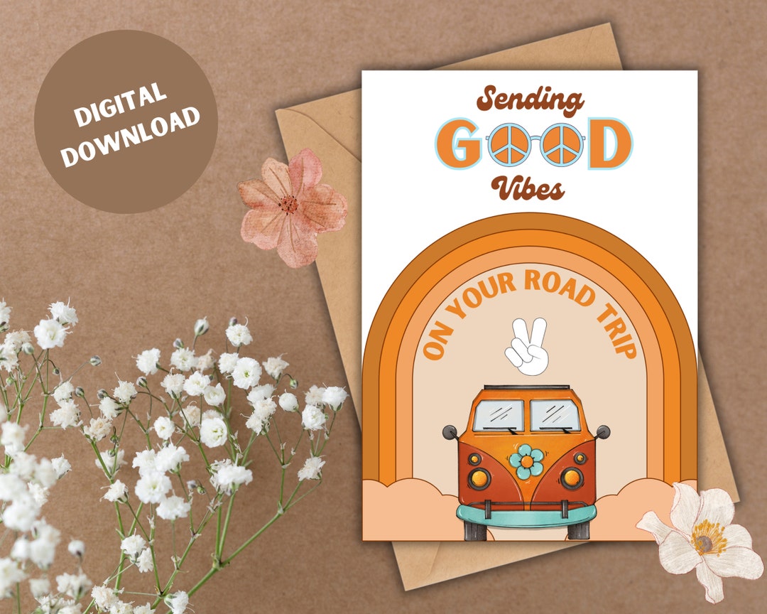 PRINTABLE Sending You Good Vibes Greeting Card, Farewell Card, Boho ...