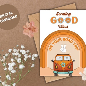 AFDRUKBARE verzenden van u Good Vibes wenskaart, afscheidskaart, Boho Goodbye Card, Bedankkaart, kaart voor baas, denken aan je kaart