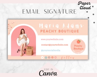 Aesthetic Email Signature Template, Small Business Email Design, Aesthetic Branding, Email Template Canva, Paper Cloud