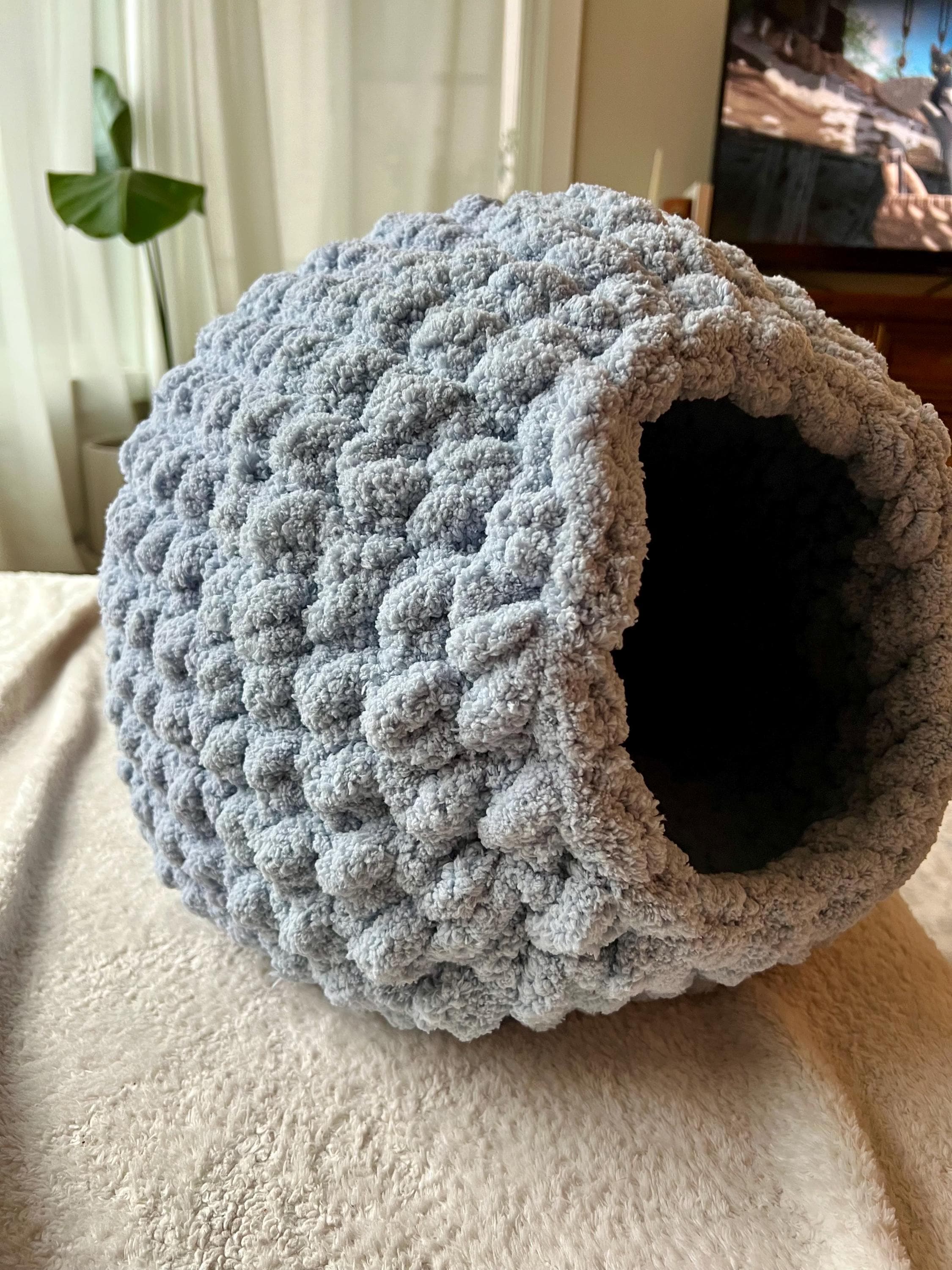 Custom Single-colored Crochet Cat Cave - Etsy