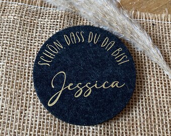 Zitkaarten vilt | Plaatskaarten | bruiloft | gastgeschenk | personaliseerbaar