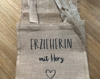 Jute zak | Boodschappentas | Kleuterjuf met hart