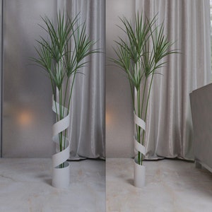 2 Tall Metal Vase for Pampas, Tall Large Floor Vase White Color 60cm Height 11,4 cm Width and 50cm Height 7,6 cm Width