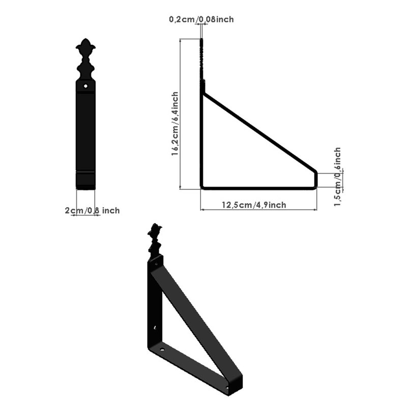 4 Pieces Shelf Brackets Black Color Metal, Floating Shelf, Shelf Holder