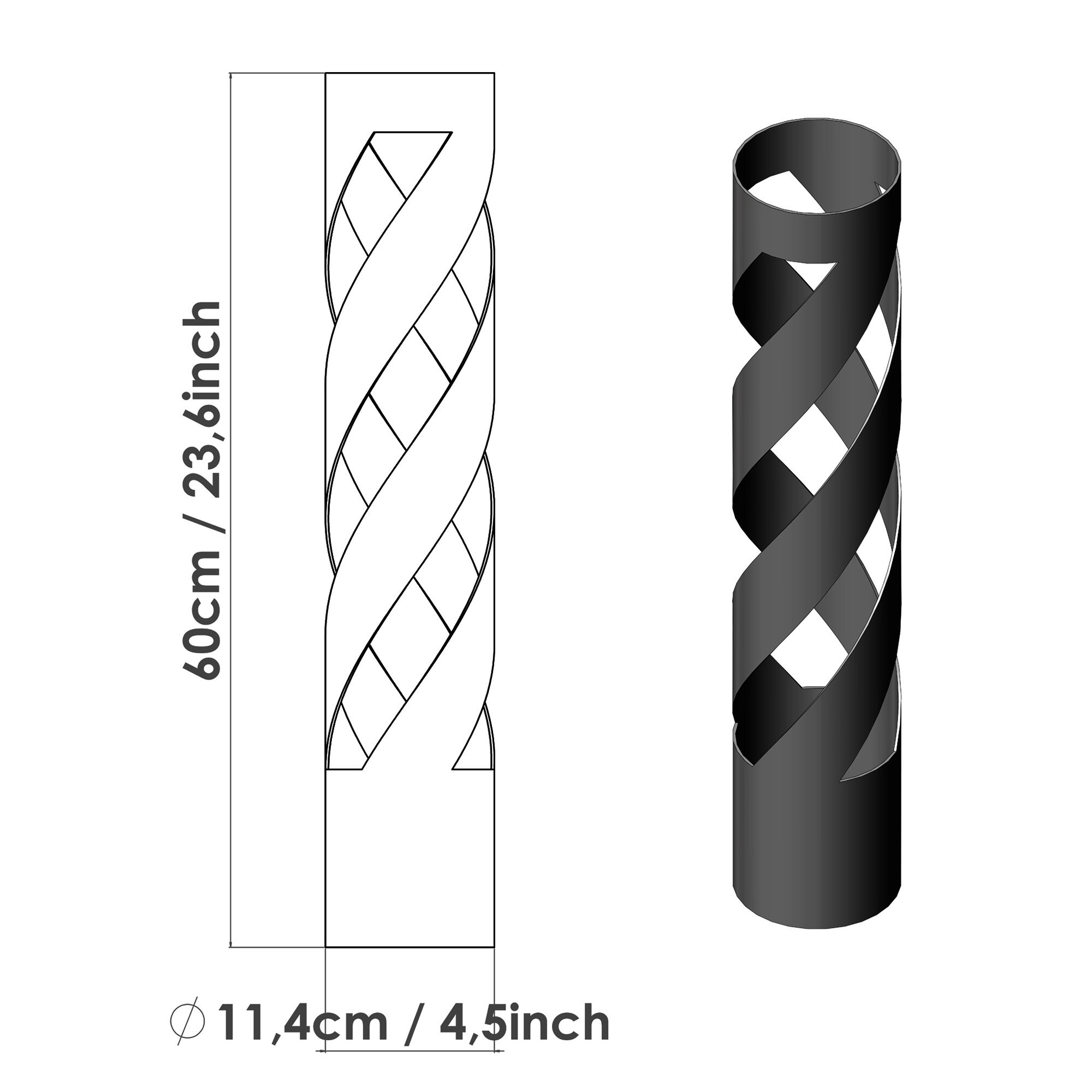 2 Tall Metal Vase for Pampas, Tall Large Floor Vase Black Color 60cm