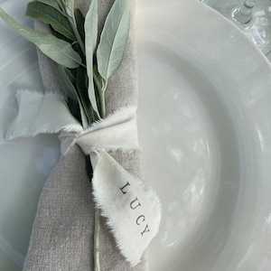 Personalized - Hand Stamped - Name Tag Ribbon - Place Card