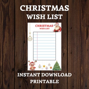 Weihnachtswunschliste druckbar, Weihnachtswunschliste für Kinder, Brief an den Weihnachtsmann, Weihnachtswunschliste, Weihnachtsgeschenkliste, Feiertagswunschliste