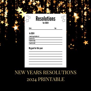 Résolutions 2024 Imprimable Carte Résolutions du Nouvel An Résolutions minimalistes du Nouvel An Objectifs du Nouvel An 2024 à télécharger