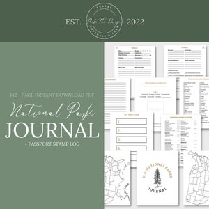 National Park Journal | Passport Stamp Log | 142-Pages of all 63 U.S. National Parks