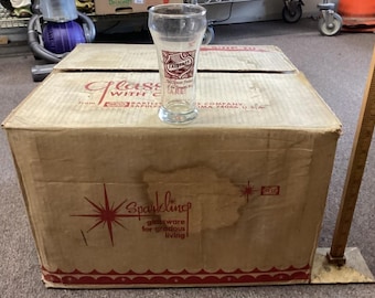 Vintage Falstaff Beer Glasses Original Case of 72 | NOS 8 oz Pilsner Glasses | Bartlett Collins Brewery Advertising Barware | Mid Century
