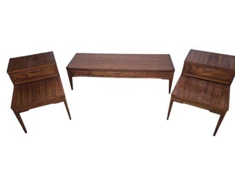 Mesa de centro Kent Coffey Tempo de estilo moderno de mediados de siglo de 3 piezas y 2 mesas auxiliares