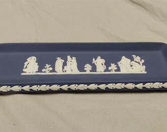 Wedgwood Portland Blue Jasperware 9.25" Rectangular Pin Tray