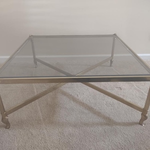 Vintage Glass and Brass Coffee Table