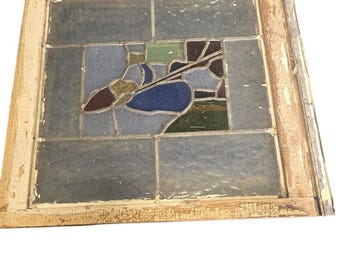 Vintage Victorian Leaded Stained glass Window 18-3/4" X 21"