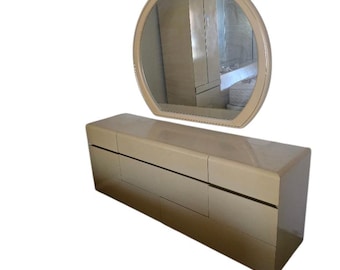 LANE Contemporary Modern Cream 70" Dresser / Wall Mirror