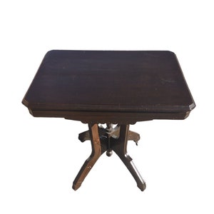 Antique Eastlake Victorian Side Table With Rollers