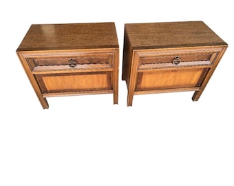 Vintage Witz Walnut Mid Century Modern Nightstands | Pair of MCM End Tables | Made in USA
