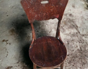 Antique Rustic/Primitive Country Side Chair - Colonial Press Back