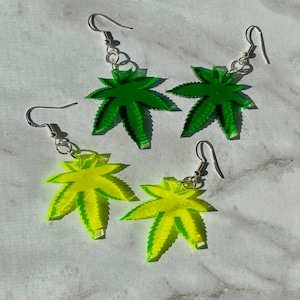 Marijuana Earrings | Blacklight Earrings | Acrylic Earrings | Fun Earrings | Unique Earrings | Novelty Earrings