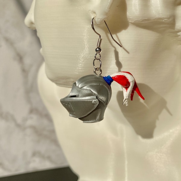 Crusader Knight Earrings | 3D Printed Earrings | Detailed Earrings | Sculpture Earrings | History Earrings | School Earrings | DND Earrings