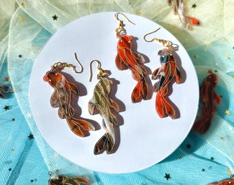 Koi Fish Earrings | Novelty Unique Acrylic Jewelry