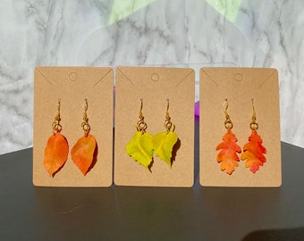 Autumn Leaf Earrings | 3D Printed Hand Painted Jewelry