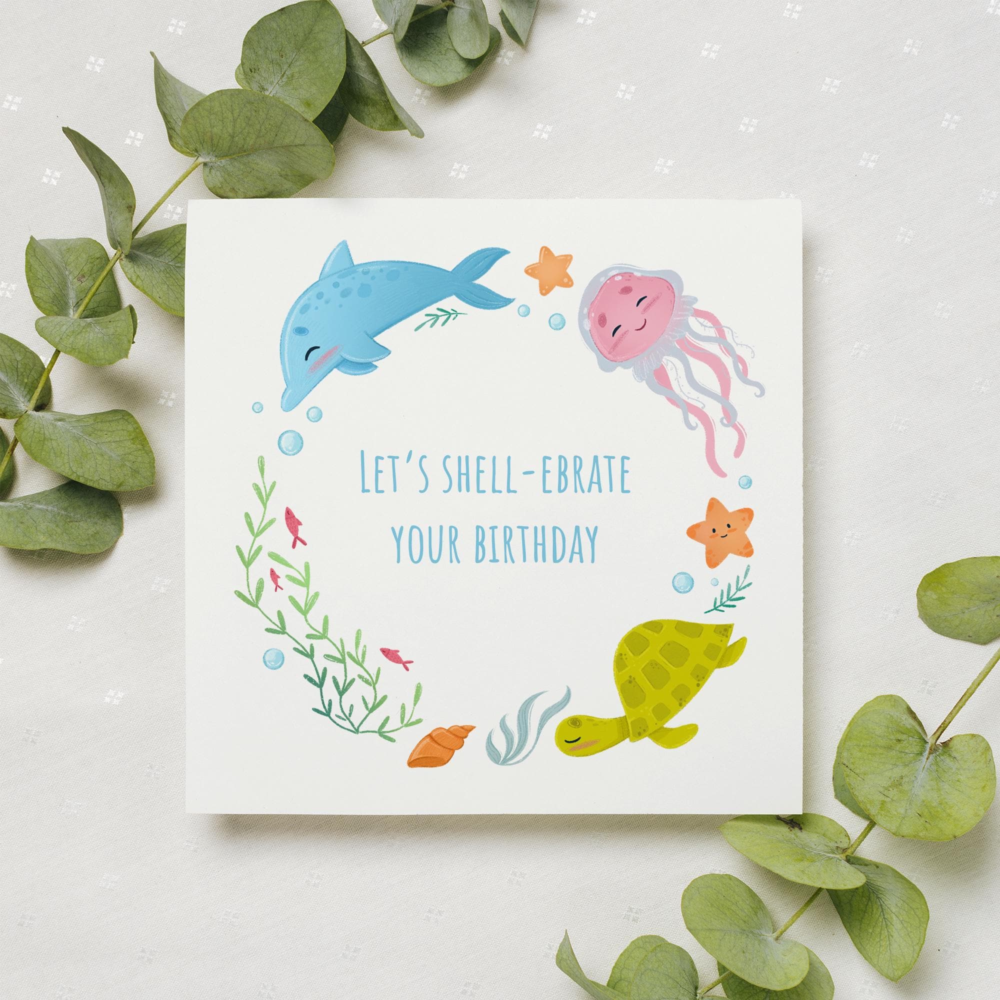 Editable Sea Animals Birthday Card | Customizable Ocean Theme Birthday ...