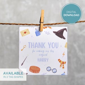Editable Wizard Party Favor Tags – Magical Gift Labels, Printable Canva Template, Instant Digital Download