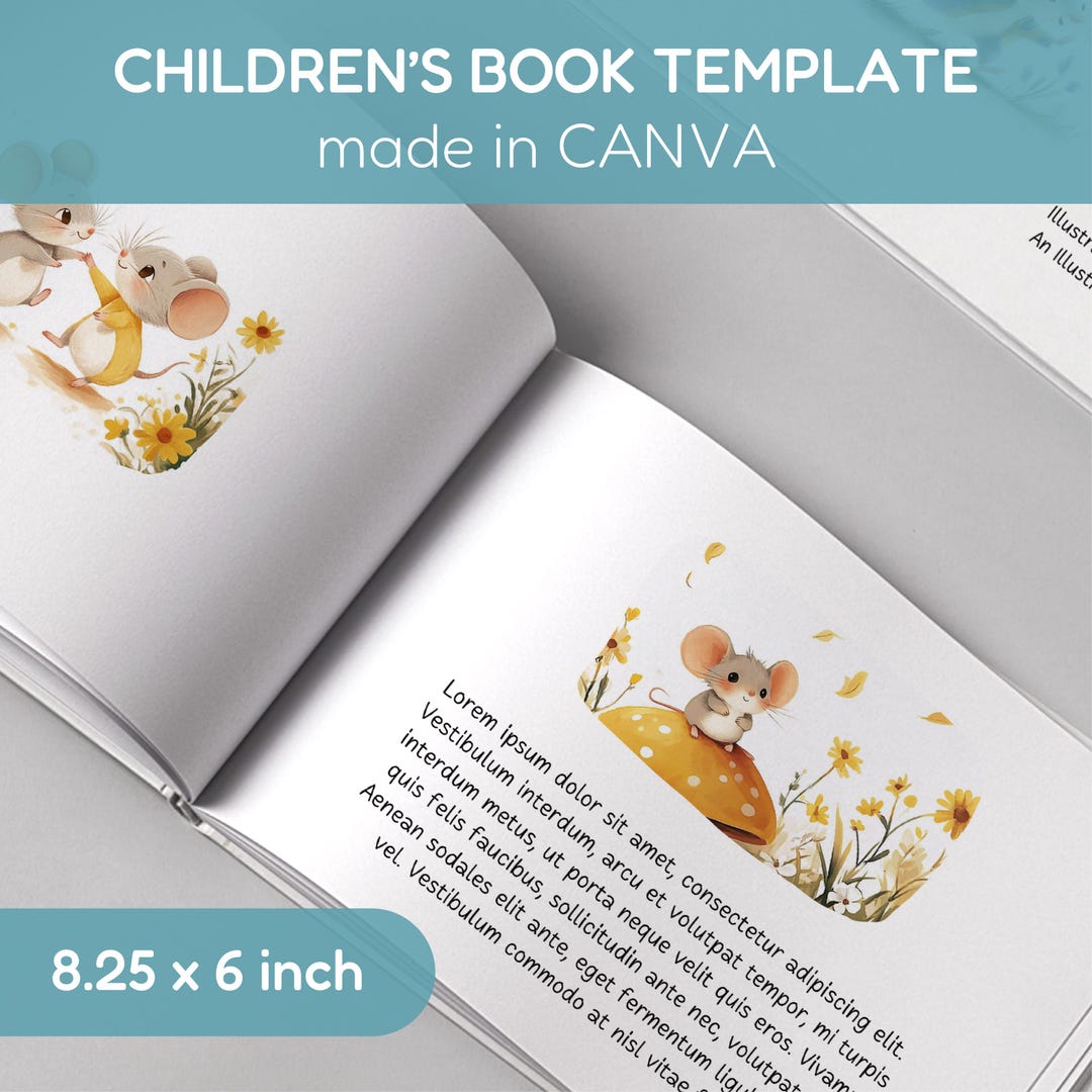 Picture Book Template 8.25"x6" Editable Canva Storybook Layout for