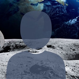 May include: A gray alien with large eyes stands on the surface of the moon, looking at the viewer. Earth is visible in the background. The text "HIGH RESOLUTION IMAGE 16:9 RATIO" is in a green circle in the lower right corner.
