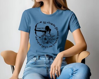 Geen enkel wapen tegen mij zal gedijen T-shirt | Christelijk shirt cadeaus Unisex Dames Geloof Bijbel Religieus Bidden