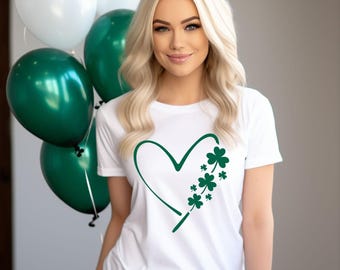 St. Patrick's Day-hart T-shirt | Christelijk shirt cadeaus Unisex heren dames geloof Bijbel religieus bidden St. Patrick's Green