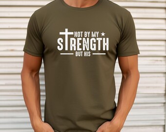 Niet door mijn kracht, maar door zijn T-shirt | Christelijk shirt cadeaus Unisex heren dames geloof Bijbel religieus bidden