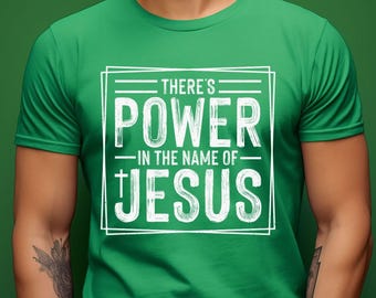 There Is Power In The Name of Jesus T-shirt | Christelijk shirt cadeaus Unisex heren dames geloof Bijbel religieus bidden