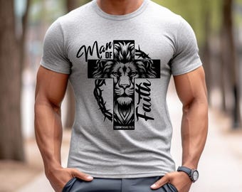 Man van geloof T-shirt | Christelijke shirtcadeaus Unisex Heren Geloof Bijbel Religieus Bidden