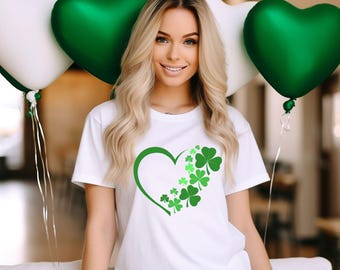 T-shirt met hart van klaver | Christelijk shirt cadeaus Unisex heren dames geloof Bijbel religieus bidden St. Patrick's Green