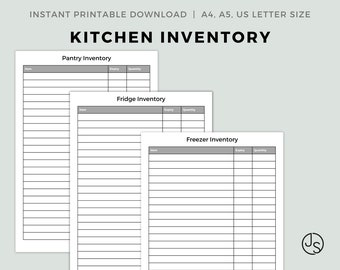 Suivi imprimable de l’inventaire de cuisine | Inventaire PDF imprimable | Téléchargement instantané | A4, A5, Lettre