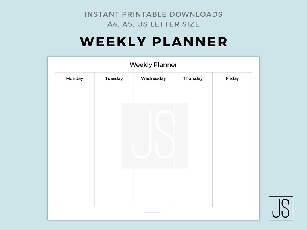 Work Week Planner Printable | Weekly Planning Printable PDF | Instant ...
