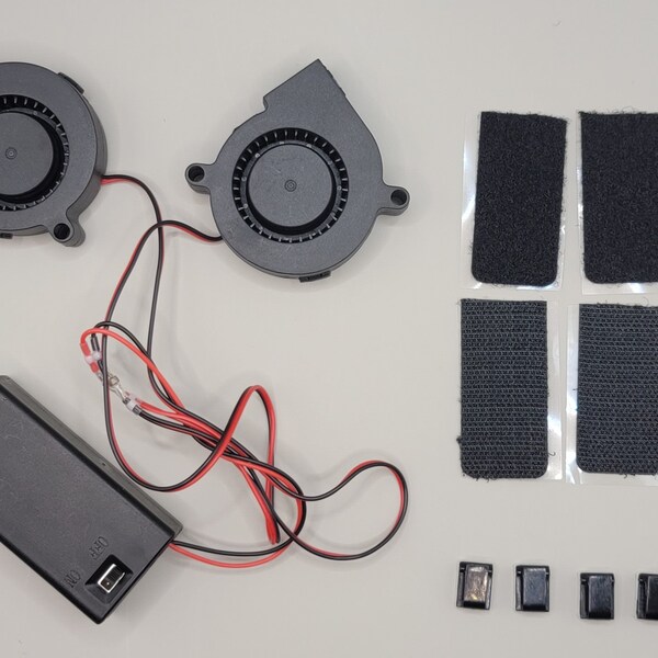 Cooling Fan Kit - For Helmets - Single or  Dual 2" 12v Battery Powered Fans - Assembled.