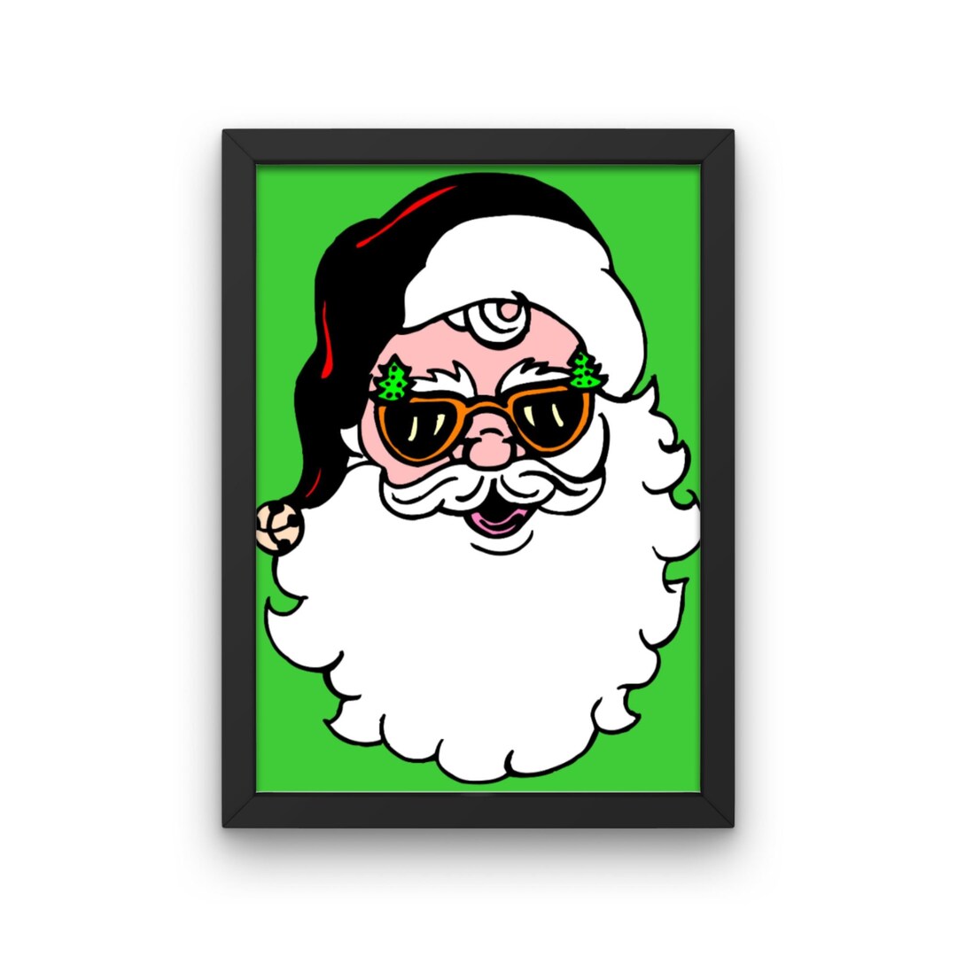 Bright Preppy Santa Wall Art Download Printable Christmas Etsy
