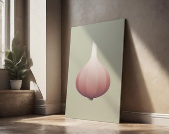 Stampa minimalista di Garlic Kitchen, arte culinaria moderna (download digitale)