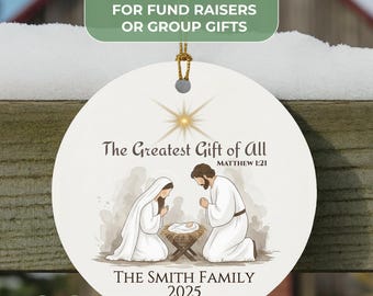 Nativity Ornament Bulk Pack: Church Group or Fundraiser Gift | Personalized Nativity Scene Custom Christian Ornament | Christian Gift