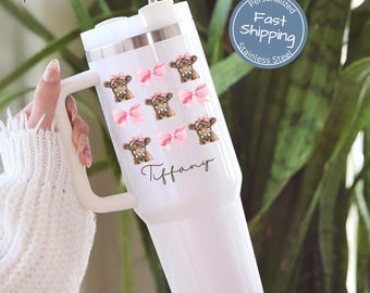 Gift for Highland Cow Lover - Highland Cow Personalized 40 oz tumbler - Gift for girlfriend - Present for Girly Western Friend Western Girl